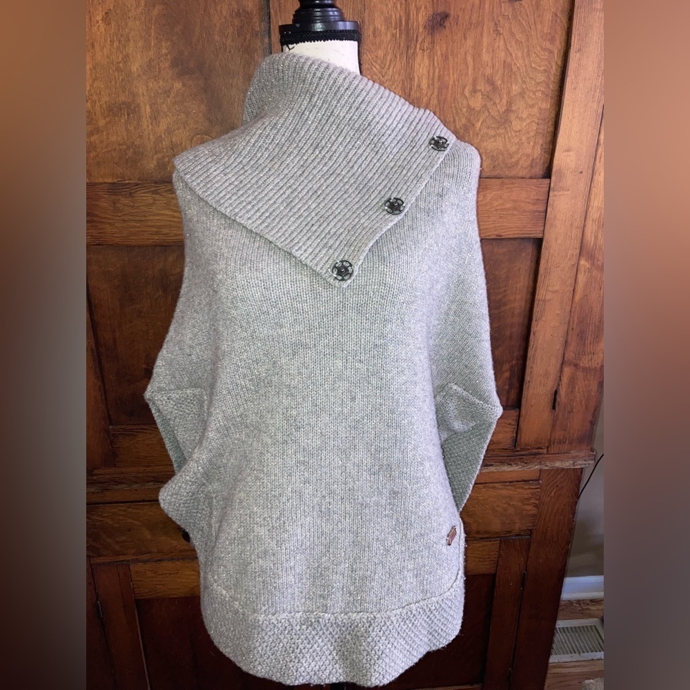 Massimo Dutti Italian cowl wool poncho gray excellent shape size S woman’s